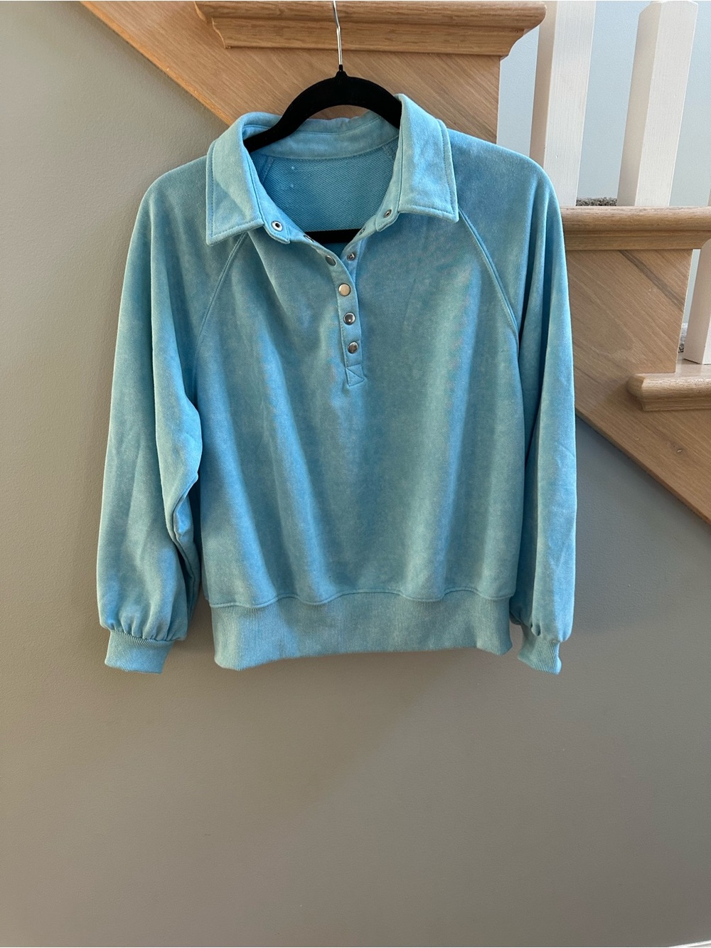 Light Blue Snap-Front Pullover